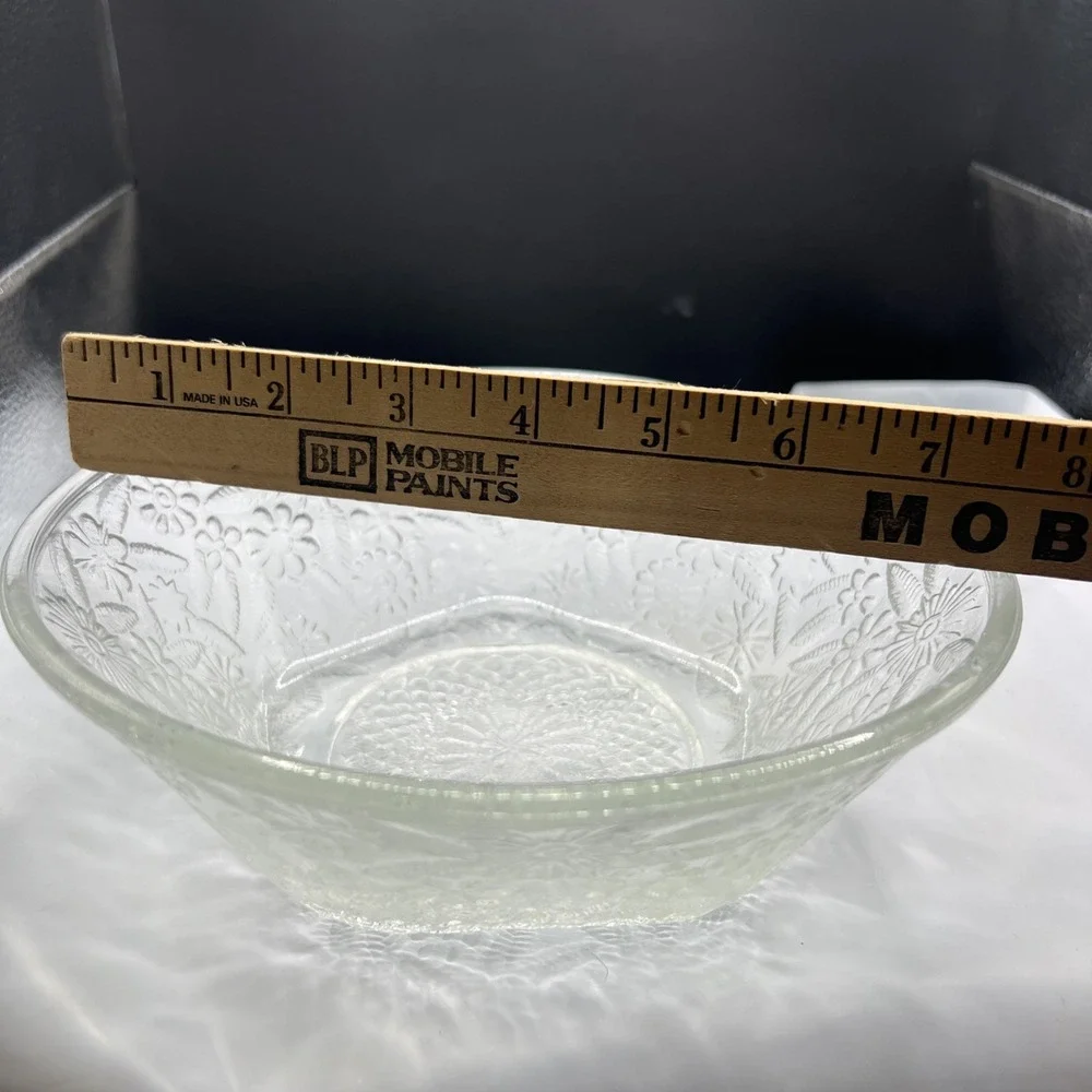 Vintage Indiana Glass 618 Pineapple Floral 7.5 Salad Bowl Clear Depression Glass